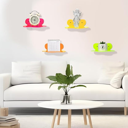 Soaoo 4 Pack Acrylic Small Floating Shelves Neon Acrylic Floating Shelf Colorful Display Stand with Screw Wall Mounted Display Stand for Plants Toy Makeup