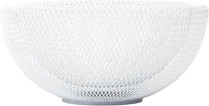 IBWell White Metal Mesh Double-layer Fruit Basket, Large Round Storage Baskets for Bread, Metal Wire Bread Fruit Bowl Vegetable Stand Holder for Snacks, Modern Fruit Bowl Decorate Kitchen Counter