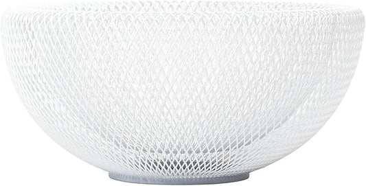 IBWell White Metal Mesh Double-layer Fruit Basket, Large Round Storage Baskets for Bread, Metal Wire Bread Fruit Bowl Vegetable Stand Holder for Snacks, Modern Fruit Bowl Decorate Kitchen Counter