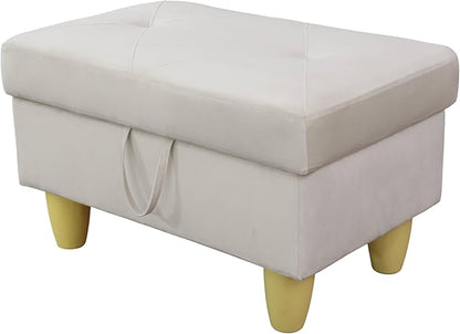 Simple Deluxe Ottoman with Storage, 28.5''Upholstered Foot Rest Stool for Living Room, Bedroom, Entryway, Multi-Functional Storage Ottoman Bench with Hinged Lid, White