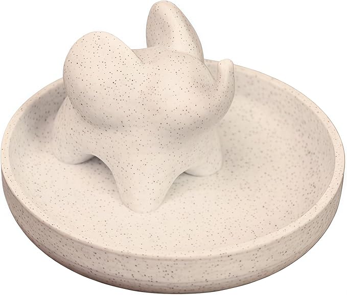 Marble Pattern Baby Elephant Ring Tray | 3D Printed Resin Desk Organizer & Jewelry Dish | Cute Home Decor for Women, Unique Gift for Her, Christmas, Birthday (Marble-patterned elephant)