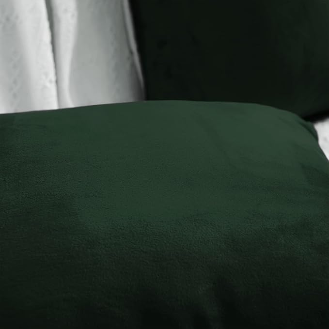 FY FIBER HOUSE Pack of 2 Velvet Throw Pillow Covers Decorative Pillowcase Soft Solid Cushion Cover, 16 x 16 Inch, Dark Green