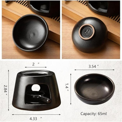 Hand Large Capacity Made Essential Oil Burner Wax Melt Burners, Aromatherapy Aroma Burner Ceramic Oil Diffuser Candle Tealight Holder Home Bedroom Decor Black