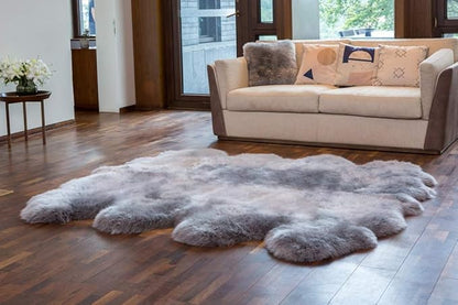 WaySoft New Zealand Sheepskin Area Rug – Genuine Fluffy Wool, Multiple Sizes, Bedroom or Living Room Decor(6ft x 7ft,Grey)