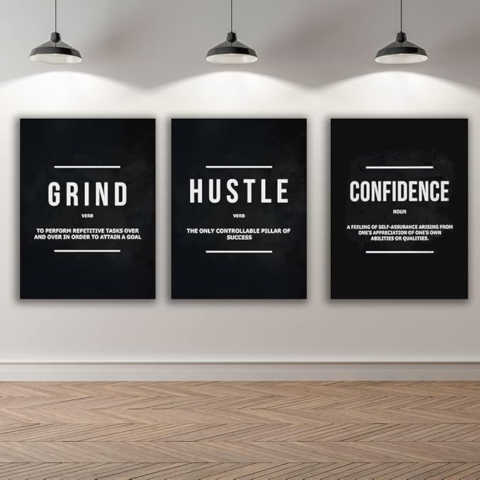 Yetaryy Motivational Poster Inspirational Wall Art 3 Pieces Canvas Painting Lion Artwork for Living Room Office Modern Home Decor Prints Pictures Wall Decor Framed Ready to Hang [48''Wx 24''H]