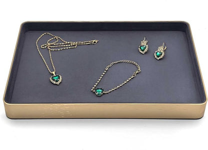 Metal Jewelry Tray, Valet Tray, Bedside Table and Desktop Organizer. It is Stackable and can be Used to Display Watches, Rings, Earrings and Bracelets（Blue）