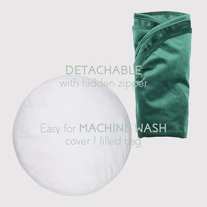 Velvet Floor Pillows Round Chair Cushion Couch Throw Pillow Soft Pouf Seat Mattress Bean Bag for Reading Nook Play Room (25.6",Green)