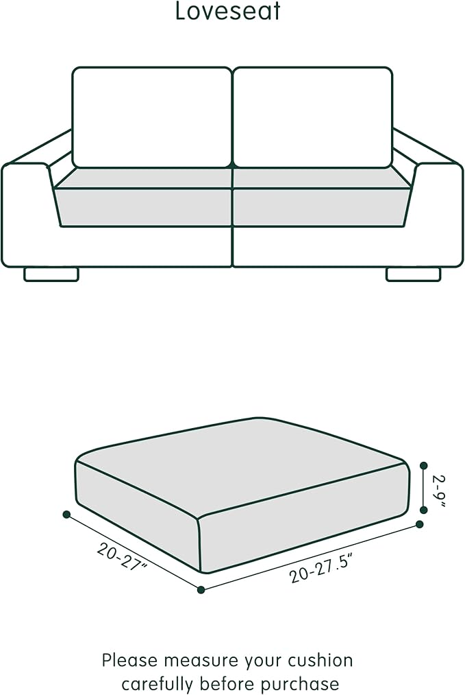 CHUN YI 2Piece Stretch Couch Cushion Covers, Sofa Seat Slipcovers for Pets, Suitable for Armchair Loveseat Sofa with Spandex Jacquard Washable Fabric (2Piece,Light Grey)