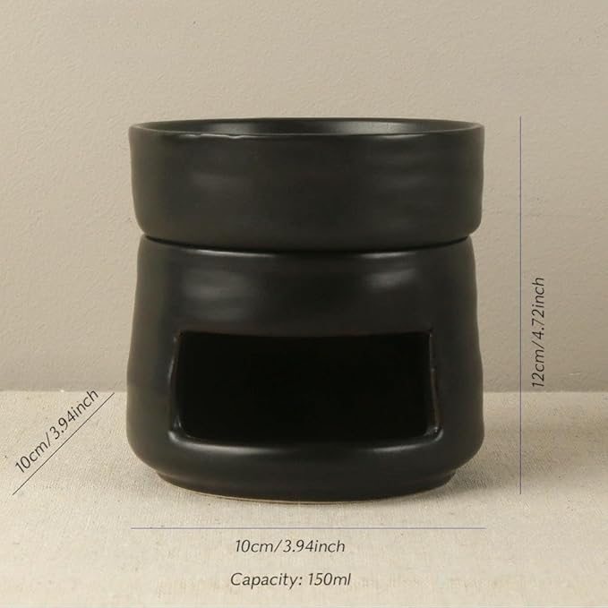 Ceramic Essential Oil Burner Tealight Candle Holder Decorative Aroma Diffuser Separable Wine Red