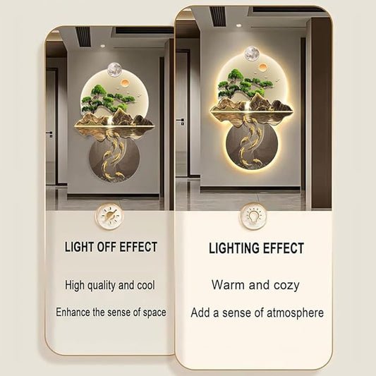 3D Decor, 3D Painting with Light, Wall Sculptures Hanging Art with LED Light, Chinese Wall Hanging Paintings for Home (#4)