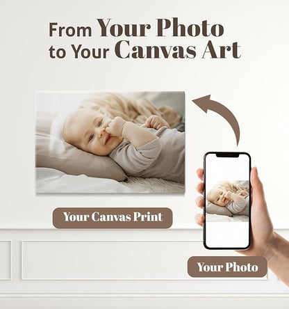 TreeDeal Custom Canvas Prints with Your Photos, Framed 18” x 12” Personalized Pictures Print, Customized Photo to Canvas Wall Art Ideal for Home Decor Gift Wrapping Pets Family Baby Wedding