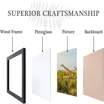 10x15 Picture Frame Set of 5, Black Wooden Frame 10x15 Wall Gallery Poster Photo frame with Durable Shatter Resistant Plexiglass for Wall Mounting Family -friend- wedding best gift