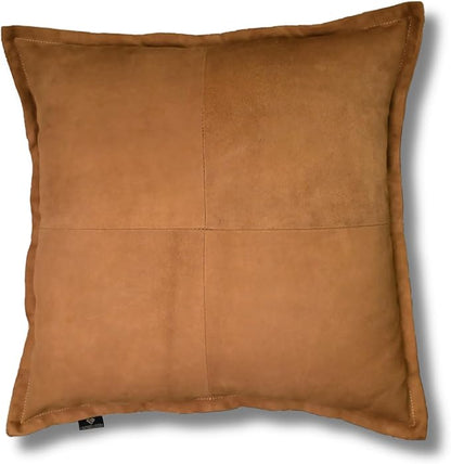 LL LEATHER LOVERS Genuine Suede Leather Pillow Cover, 16x16 Inch Case for Lumbar Throw Couch Pillows, Thick & Soft Cushion Covers for Sofa Bed Home Decor (Suede Tan Box Pack of 1)