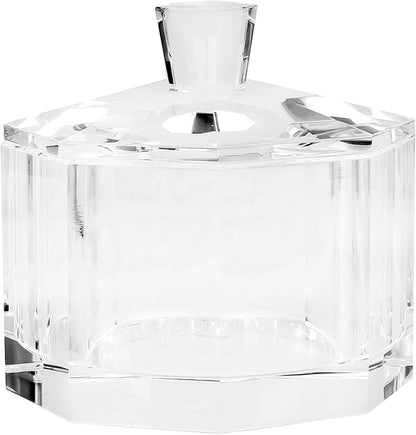 Crystal Candy Dish with Lid Hand-Cut Home Decorative Jewelry Box/Jar W 5" x H 5" with Multi-faceted, Comes With Gift Box