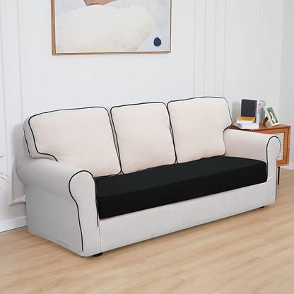 Easy-Going 100% Waterproof Oversized Sofa Seat Cushion Slipcovers Couch Cushion Cover Stretch Furniture Protector for Kids, Pets (Oversized Sofa Cushion, Black)