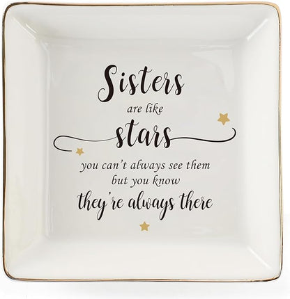 HOME SMILE Ceramic Ring Dish Jewelry Tray for Mom Sister Friends