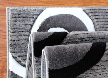 Masada Rugs Sophia Collection Hand Carved Runner Area Rug Modern Contemporary Grey White Black (2 Feet 8 Inch X 10 Feet) Runner