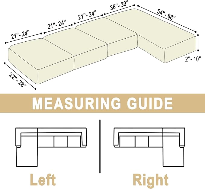 Sectional Couch Covers for 4-Piece Seat Cushion Velvet Separate L Shape Couch Cover Stretch Sofa Slipcover with 2 Pieces Pillowcases Furniture Protector (Sofa 3 Seater + 1 Chaise, Milk White)