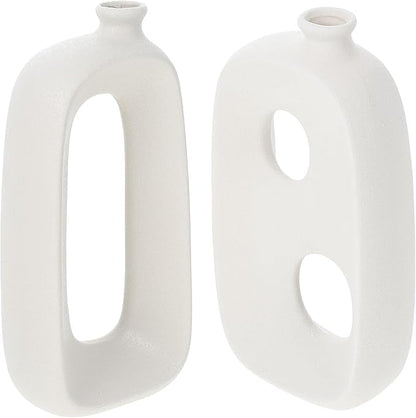 Toyvian 2pcs Ceramic Art Vases Special-Shaped Matte White Decorative Vases for Home Decor Table Centerpieces Flower Arrangements Lightweight Desktop Display