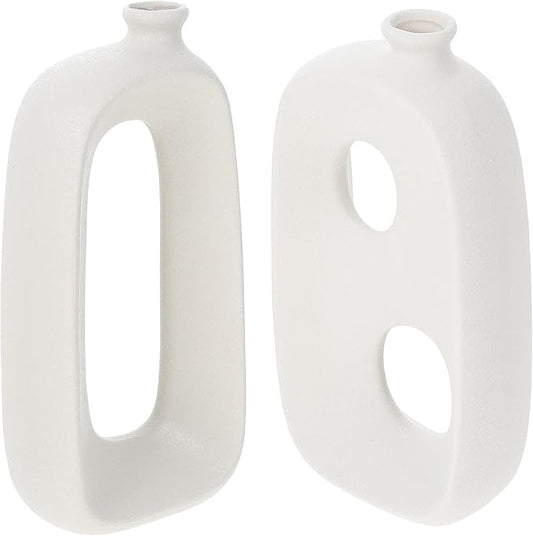 Toyvian 2pcs Ceramic Art Vases Special-Shaped Matte White Decorative Vases for Home Decor Table Centerpieces Flower Arrangements Lightweight Desktop Display