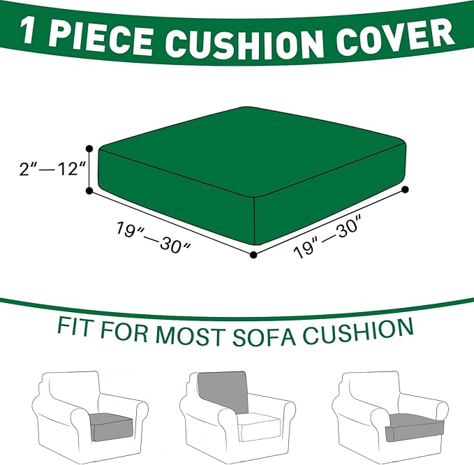 MAXIJIN Couch Cushion Covers for Sectional Sofa, Stretch Sofa Cushion Cover Washable Furniture Protector with Elastic Bottom & Non-Slip Strap for Pets Kids (1PC Seat Cover, Pink)