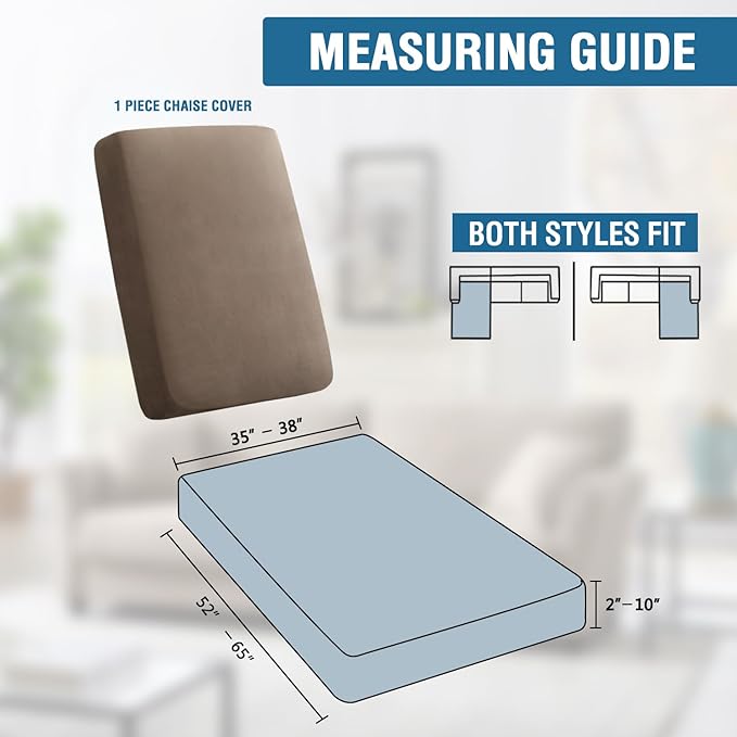 H.VERSAILTEX Super Stretch Individual Chaise Cover Sectional Couch Covers for L Shaped Sofa Both Left/Right Featuring Thick Soft Fleece Fabric (Chaise Cover, Taupe)