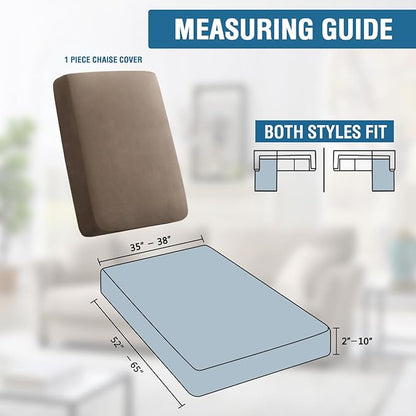 H.VERSAILTEX Super Stretch Individual Chaise Cover Sectional Couch Covers for L Shaped Sofa Both Left/Right Featuring Thick Soft Fleece Fabric (Chaise Cover, Taupe)