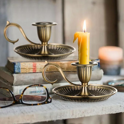 BESPORTBLE Vintage Taper Candle Holders with Handle: 1Pcs Retro Candlestick Holders Vintage for Easter Table - Antique Decor for Kitchen and Entryway Decor - Home Décor Accents Candle Sticks