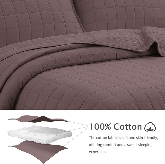 100% Cotton Quilt Sets Cal King Size - Soft Lightweight Quilt Bedding Set for Bedroom Decor-Bedspread in Geometric Pattern with 2 Pillow Shams for All Season, 110x120 inches