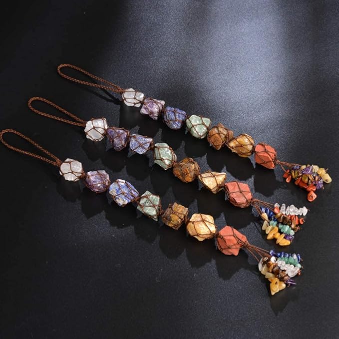 Handmade Hanging Ornaments 7 Chakra Raw Stones Home Decoration Feng Shui Ornament