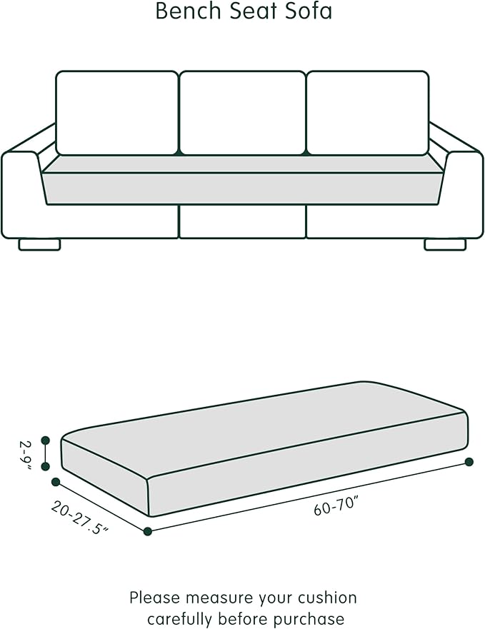 CHUN YI Stretch Couch Cushion Cover Suitable for 3 Settee, Sofa Seat Slipcover with Spandex Jacquard Fabric(Large,Light Grey)
