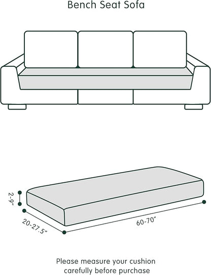 CHUN YI Stretch Couch Cushion Cover Suitable for 3 Settee, Individual Replacement Sofa Seat Slipcover with Elastic Spandex Jacquard Fabric(Large,Ivory White/Cream)