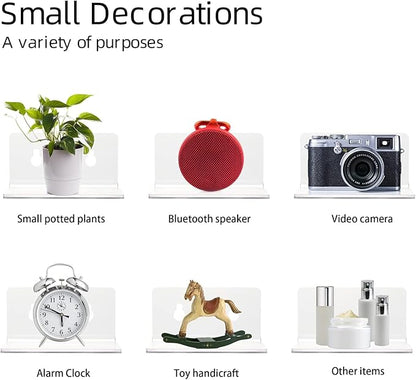 Acrylic Wall Shelves for Storage,Floating Shelf,Acrylic Display Shelves,Ledges for Pop Figures,Plant,Picture Photo for Bedroom Decor Living Room