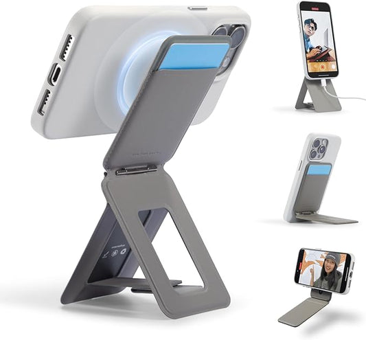 MOFT Phone Tripod Wallet for iPhone, Mulit-Angles, Lightweight & Portable Phone Stand, MOVAS Vegan Leather Magnetic Wallet, Strong Magnets, NFC Card Holder,Travel Essential, Taupe (with Card Slot)