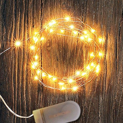 OakHaomie 6 Pack Fairy Lights Battery Operated No Remote LED Starry String Lights 30 Micro Starry LEDs on 10ft Copper Wire Light for DIY Wedding Centerpiece Table Decorations (Amber)