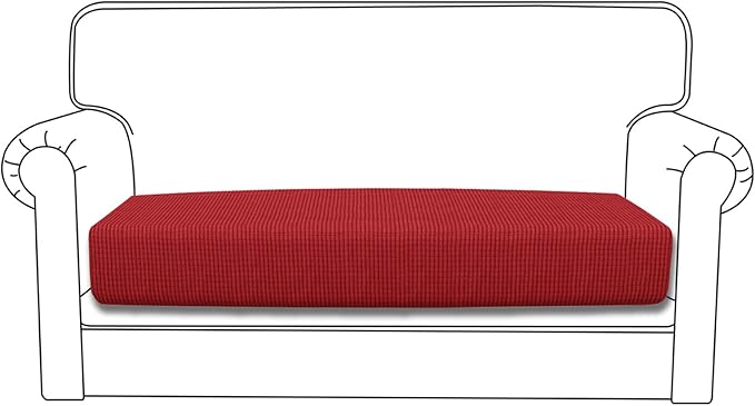 Easy-Going Stretch Loveseat Cushion Cover Sofa Cushion Furniture Protector Sofa Seat Sofa Slipcover Sofa Cover Soft Flexibility with Elastic Bottom(Loveseat Cushion, Christmas Red)
