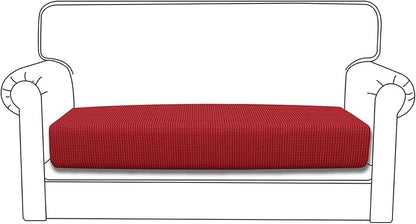 Easy-Going Stretch Loveseat Cushion Cover Sofa Cushion Furniture Protector Sofa Seat Sofa Slipcover Sofa Cover Soft Flexibility with Elastic Bottom(Loveseat Cushion, Christmas Red)