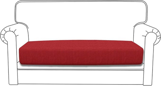 Easy-Going Stretch Loveseat Cushion Cover Sofa Cushion Furniture Protector Sofa Seat Sofa Slipcover Sofa Cover Soft Flexibility with Elastic Bottom(Loveseat Cushion, Christmas Red)