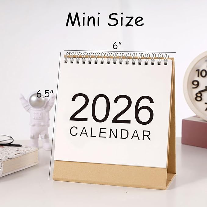 2026 Mini Desk Calendar Monthly Simple Style Flip Calendar 6.5" x 6" (Oct. 2025 to Dec. 2026)