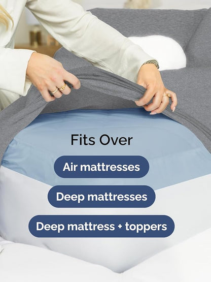 Extra Deep Queen Sheet Set - 6 Piece Breathable and Cooling Sheets - Hotel Luxury Bed Sheets Set - Easy Fit - Soft, Wrinkle Free and Comfy Sheets Set - Heathered Grey Sheet Set with Extra Deep Pockets