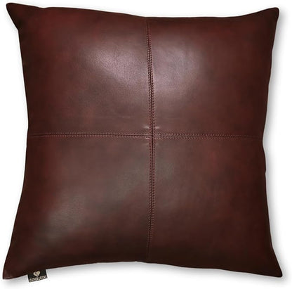 LL LEATHER LOVERS Genuine Lambskin Leather Pillow Cover, 16x16 Inch Case for Lumbar Throw Couch Pillows, Thick & Soft Cushion Covers for Sofa Bed Home Décor (Antique Dark Brown Plain Pack of 1)