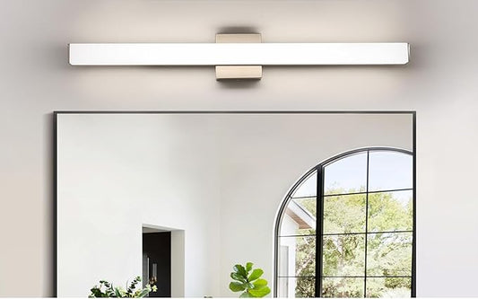 Bathroom Vanity Light Brushed Nickel Square LED 31.5 inch 24W 4000K Natural White Light Wall Bar Lighting Fixtures Over Mirror (Dimmable)