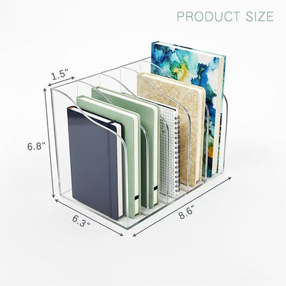 Acrylic Desk Organizer 5 Vertical Compartments Office Organization Clear Magazine Holder,Office Home Classroom File Organizer for Desk