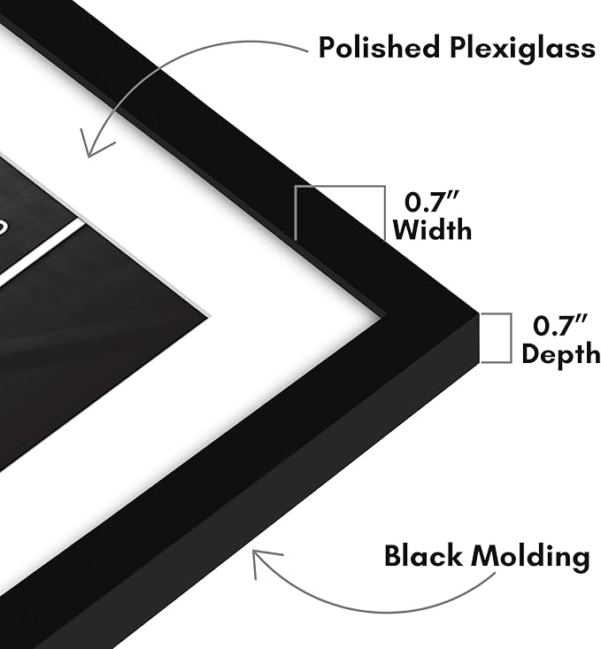 Americanflat 24x32 Poster Frame with Polished Plexiglass - Use as 20x28 Frame with Mat or Display 24x32 Photo Without Mat - Streamline Collection - Thin Border Picture Frames for Wall - Black