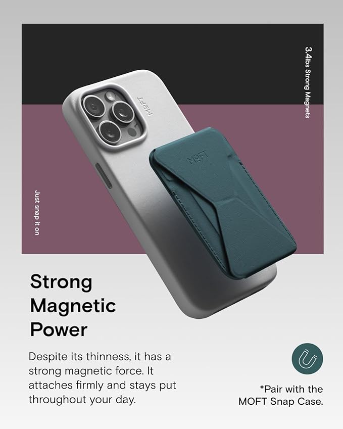 MOFT Magnetic Wallet Stand Compatible with iPhone 17/16/15/14/13/12 Series, Angle Adjustment & Magsafe Compatible MOVAS Phone Stand,Jungle