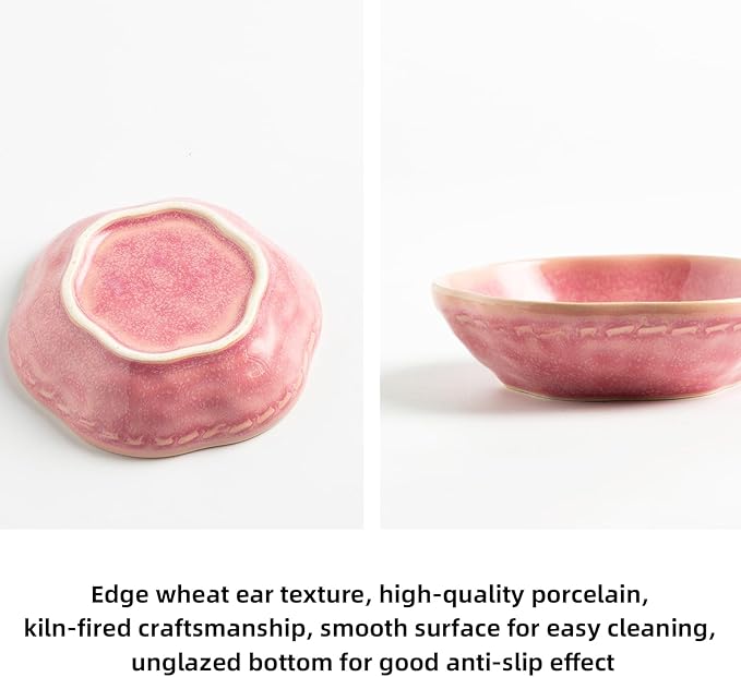 Ceramic Jewelry Tray Ring Holder Dish Floral Trinket Bowl for Women Girls Jewelry Organizer for Vanity Dresser Decor Wedding Birthday Gift for Her (pink)