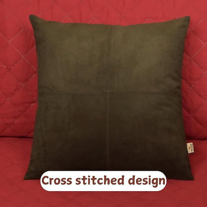 Genuine Suede Leather Pillow Cover, 20x20 Inch Case for Lumbar Throw Couch Pillows, Thick & Soft Cushion Covers for Sofa Bed Home Decor (Suede Deep Forest Green Plain Pack of 2)