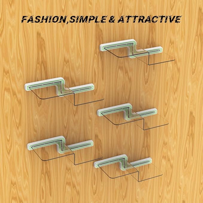 YODAR 5 Pack Clear Acrylic Organizers Shelves for Funko Pop Figures, Invisible Riser Display Shelf for Wall Storage Decor, Floating Display Ledge for Figures Stand Collection, Shining at night
