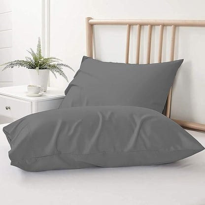 Upgrade Your Bedding Experience with The Made of 100% Cotton Pillow Cases 2 Pack King Pillowcases 20" x 40" Size fits King Pillows. Envelope Closure Dark Grey