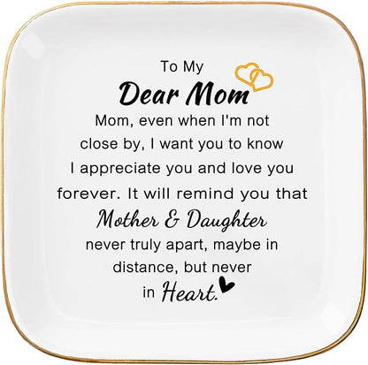 Mom Ring Jewelry Dish - Mother&Daughter Birthday Gifts for Moms Christmas Valentines Mothers Day from Daughter